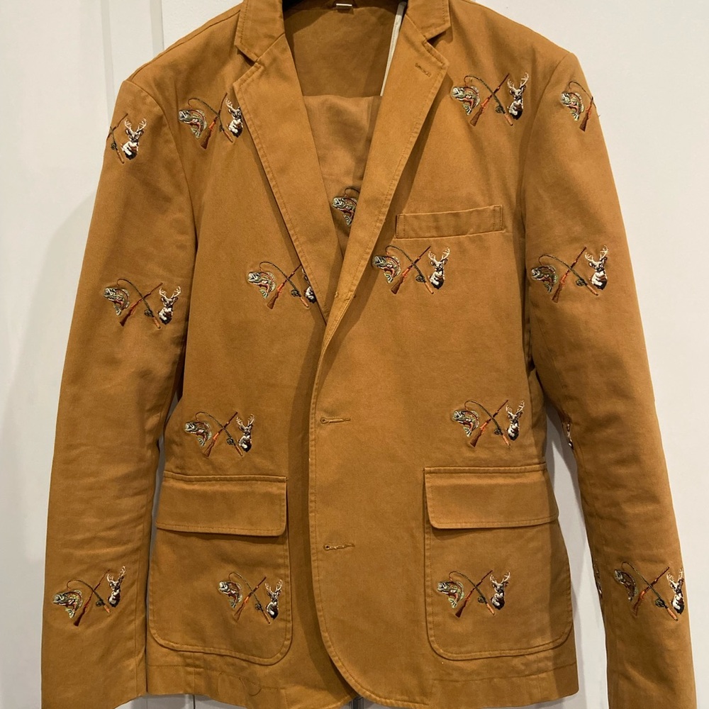 J Press York Street Embroidered hunting/fishing suit